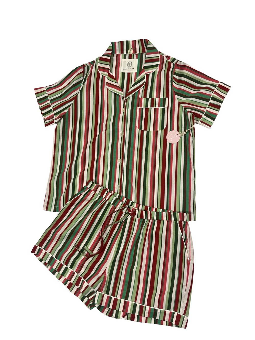 NWOT Anthropologie x PrintFresh Candy Striped Pajama Set Sz M Lounge Holiday